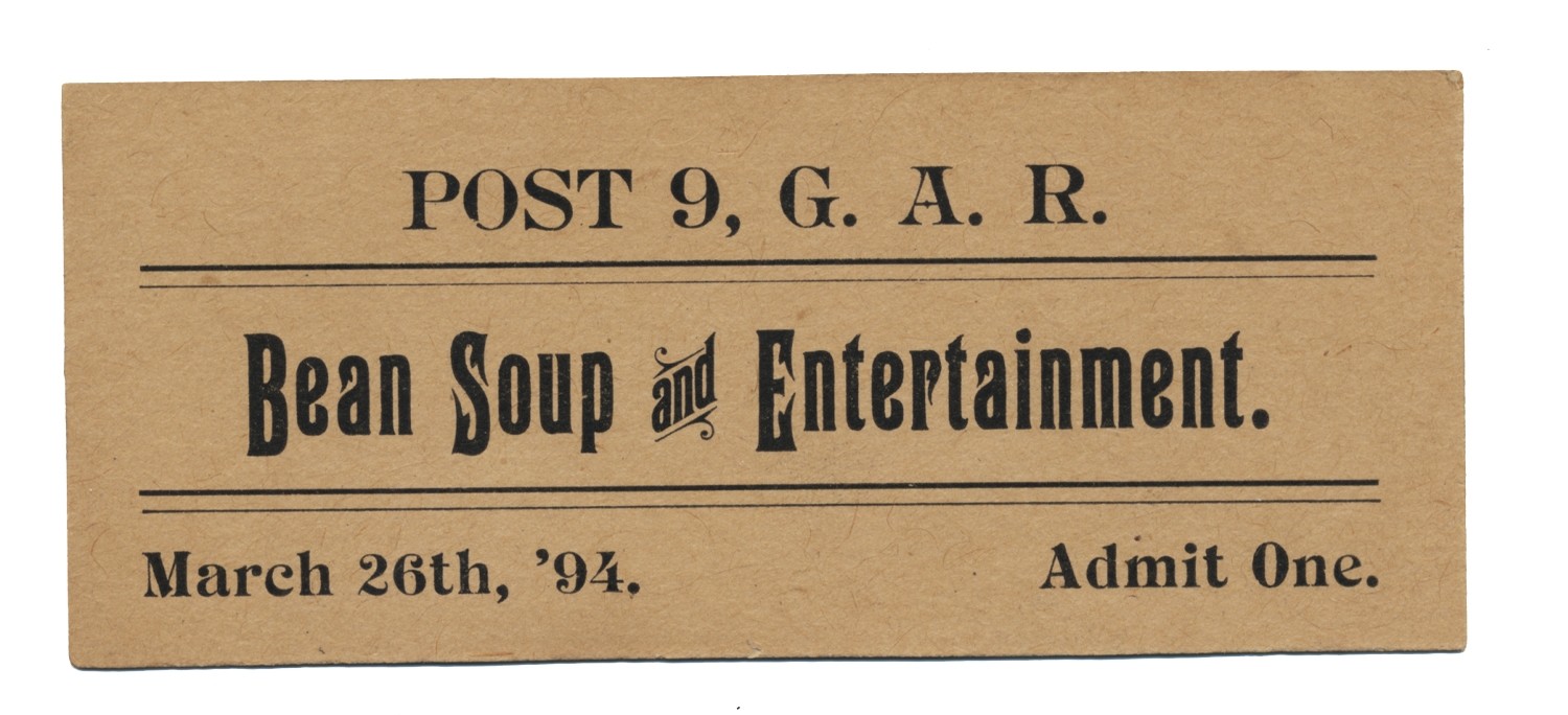 LOCAL GETTYSBURG GAR POST 9 BEAN SOUP AND ENTERTAINMENT TICKET