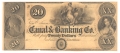 CANAL & BANKING COMPANY, LOUSIANA, $20 NOTE
