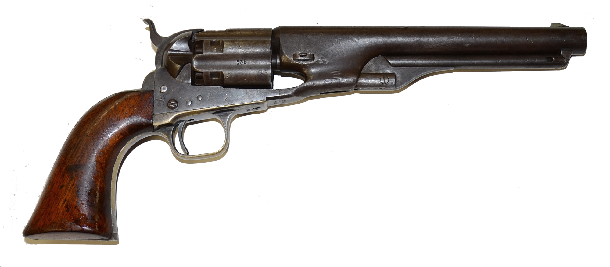 IDENTIFIED M-1860 COLT ARMY REVOLVER WITH FLUTED CYLINDER, S/N 824