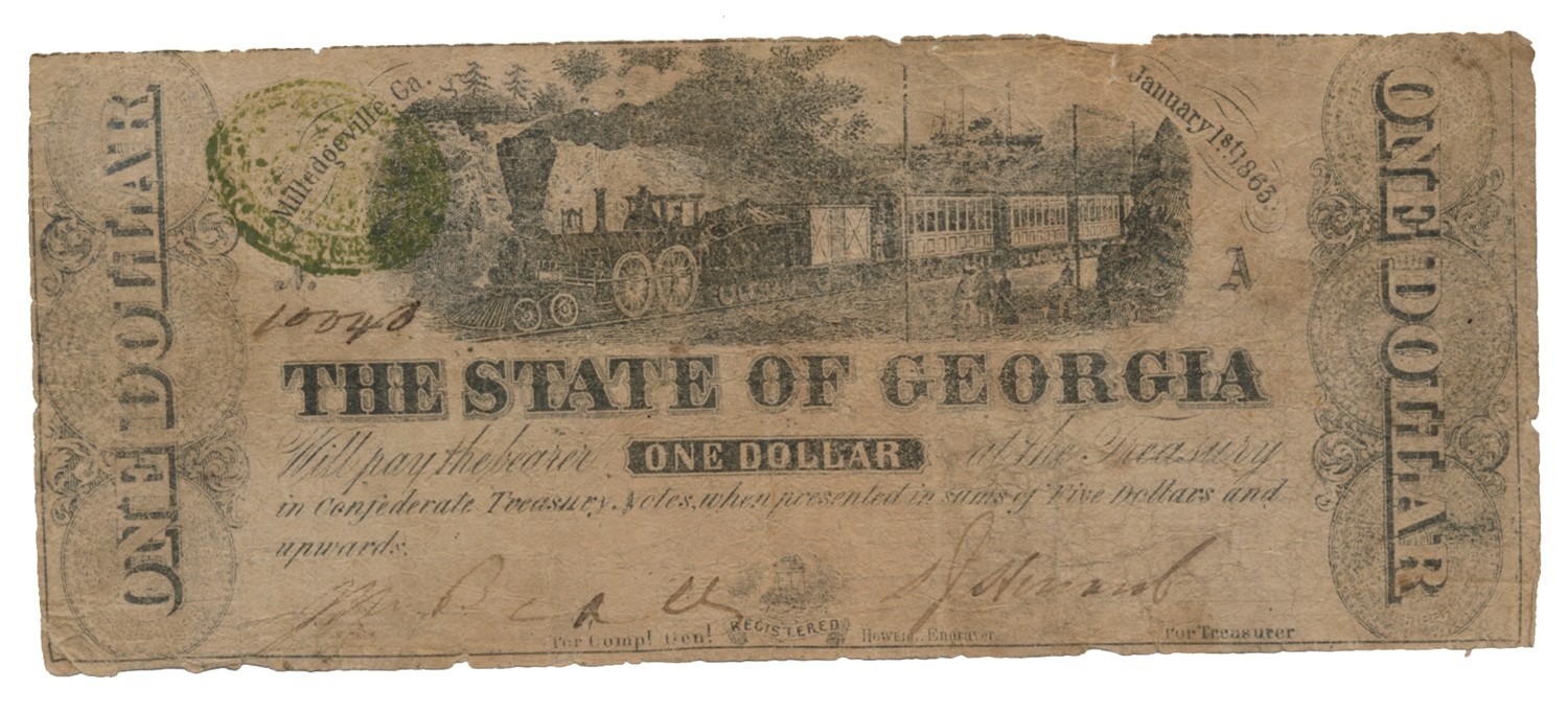 Confederate State of Georgia 1863 $1 note Confederate State of Georgia 1863 $1 note