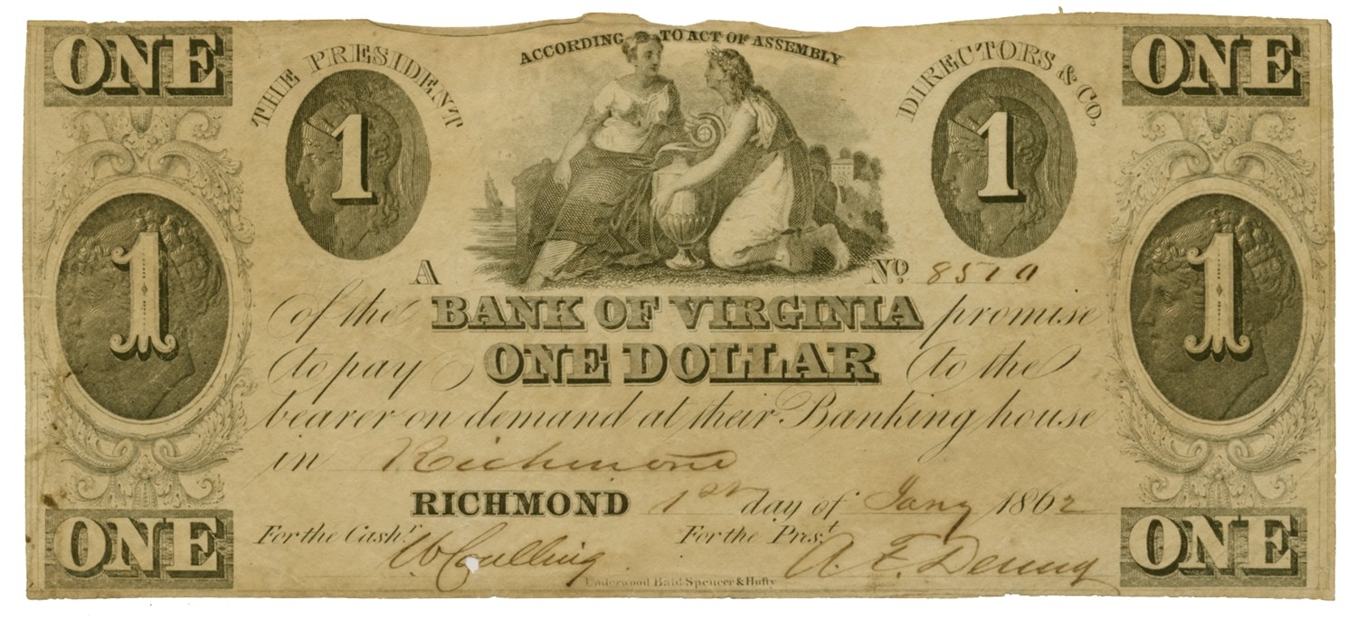 BANK OF VIRGINIA $1 NOTE