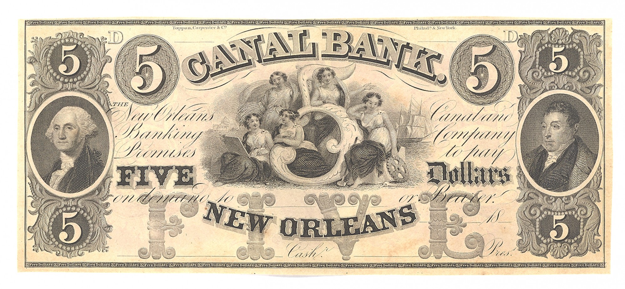 CANAL BANK, LOUISIANA, $5 NOTE