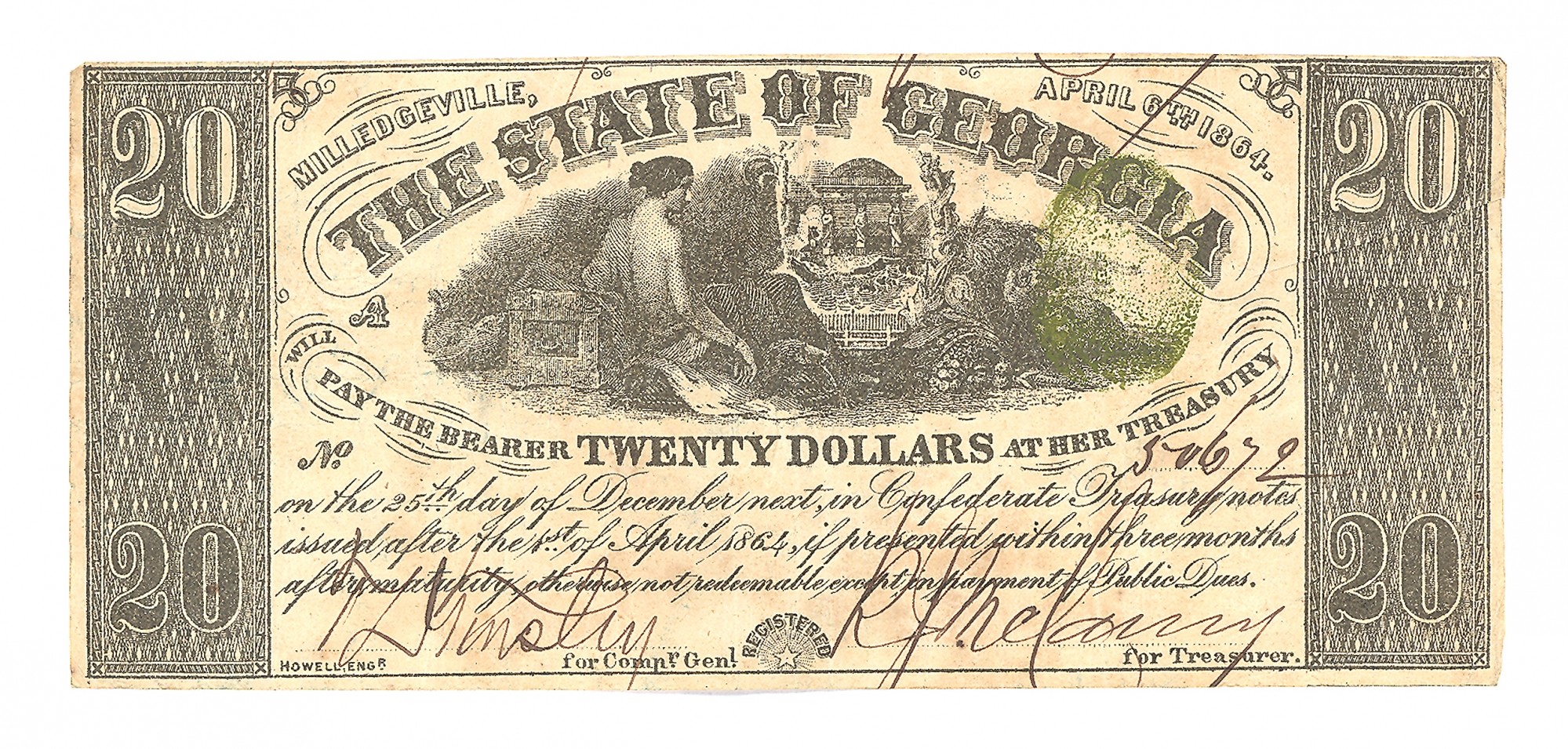 THE STATE OF GEORGIA, GEORGIA, $20 NOTE