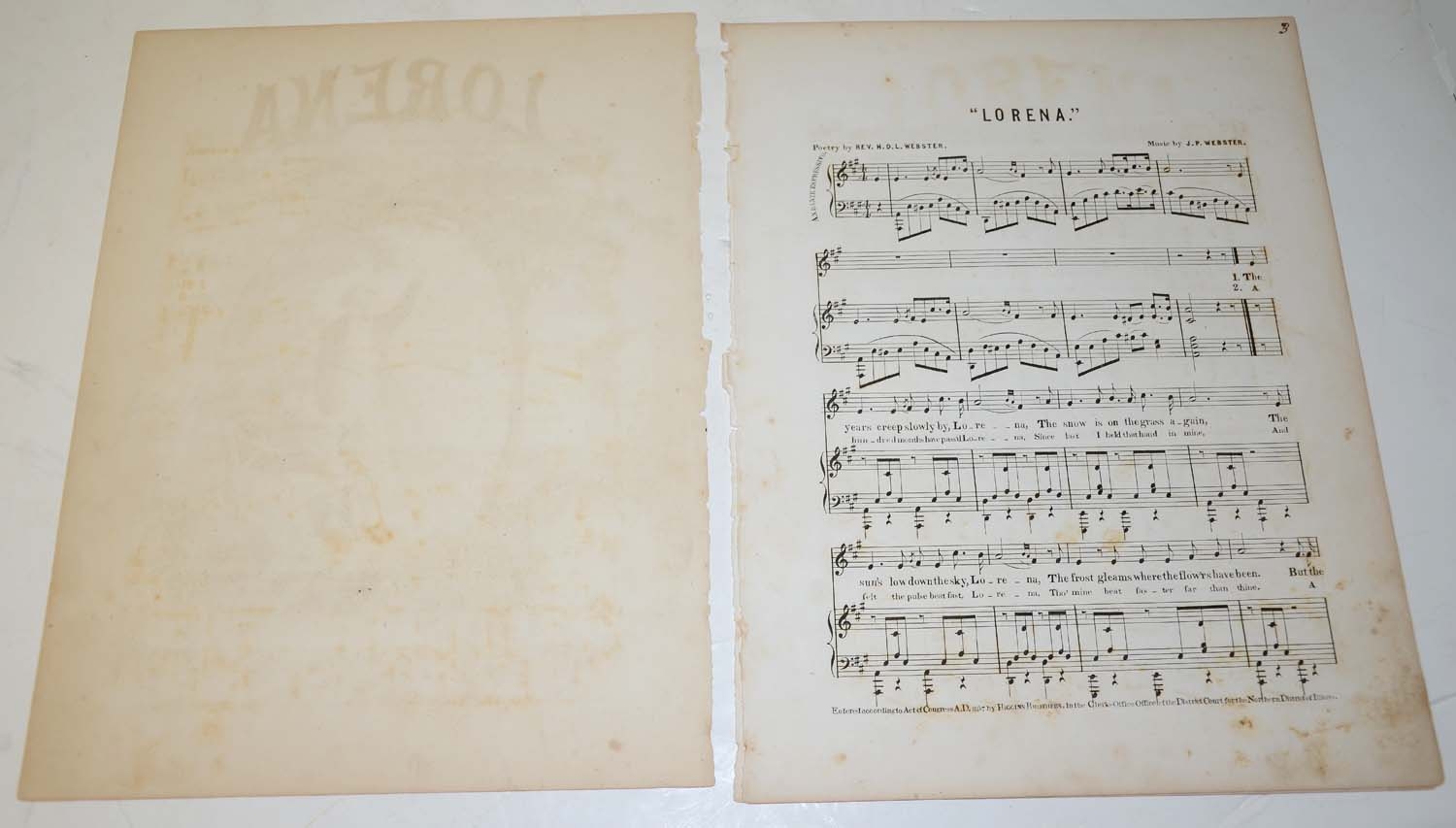 CW SHEET MUSIC LORENA — Horse Soldier