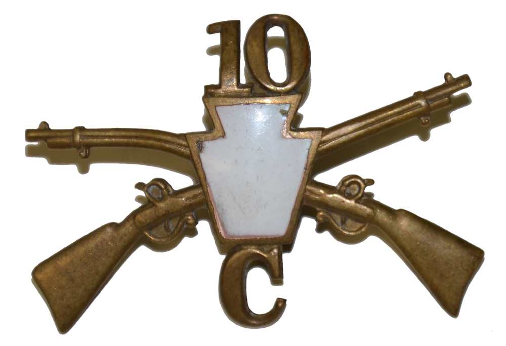 US SPANISH AMERICAN WAR PENNSYLVANIA NATIONAL GUARD INFANTRY HAT INSIGNIA -  10TH INFANTRY, CO. C