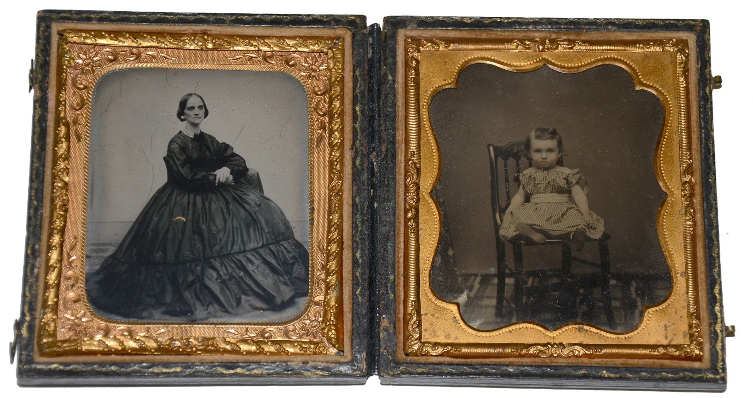 SIXTH PLATE AMBROTYPES OF LADY & CHILD