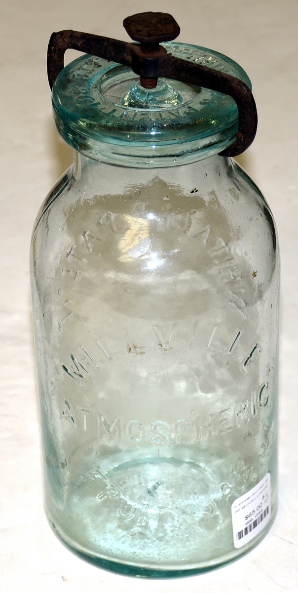 QUART SIZED FRUIT JAR – WHITALL’S PATENT 1861