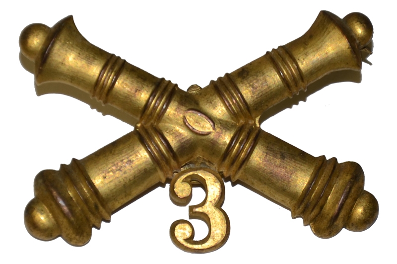 INDIAN WARS ERA ARTILLERY HAT INSIGNIA WITH “3”