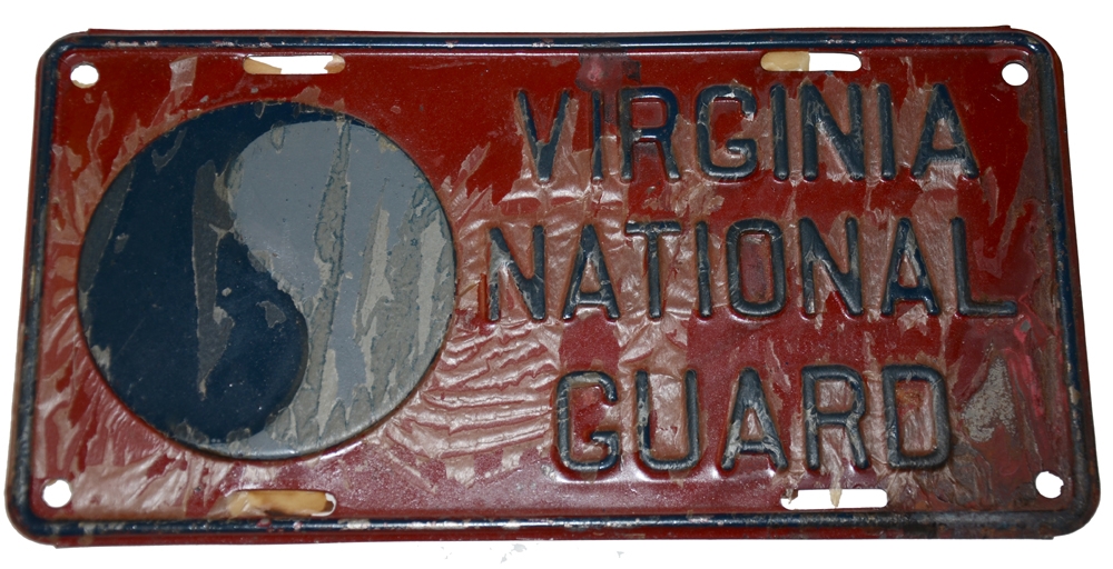 WORLD WAR TWO OR KOREAN WAR ERA 29TH DIVISION LICENSE PLATE