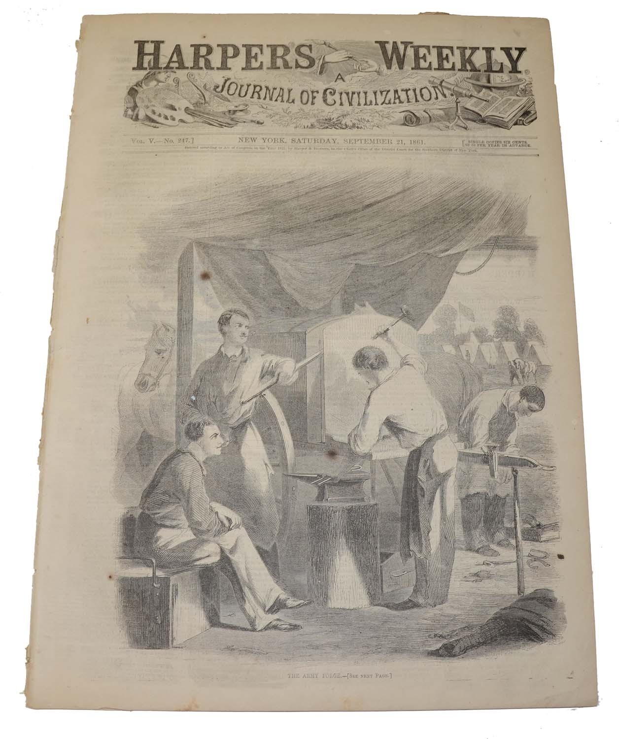 HARPER’S WEEKLY,  SEPTEMBER 21, 1861 - GENERAL MCCLELLAN/U.S. ARMORY, SPRINGFIELD