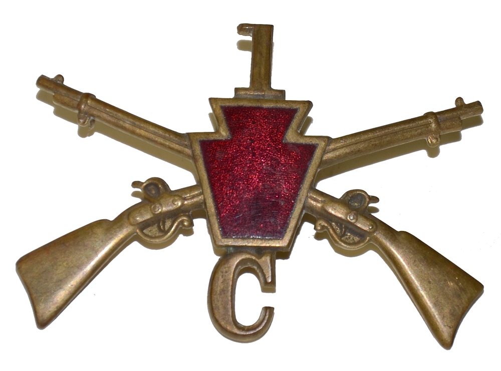 US SPANISH AMERICAN WAR PENNSYLVANIA NATIONAL GUARD INFANTRY HAT INSIGNIA -  1ST INFANTRY, CO. B