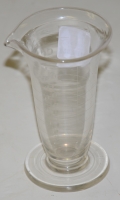 Vintage WHITALL TATUM Etched Glass Apothecary Footed Cup Measuring Beaker 8  oz 