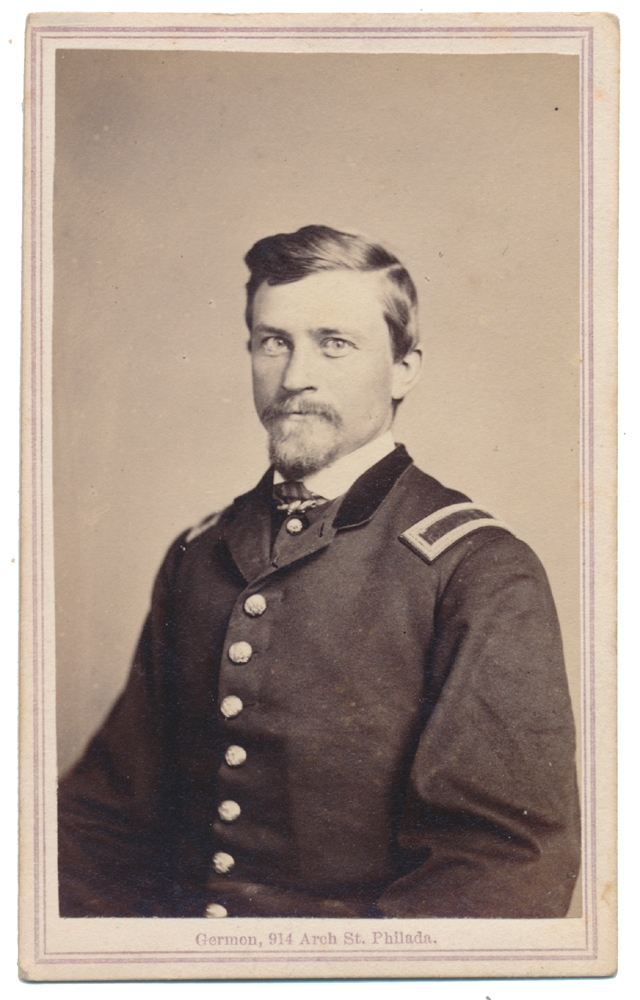 SIGNED CDV IMAGE OF PENNSYLVANIA AND LATER USCT OFFICER WITH LONG SERVICE