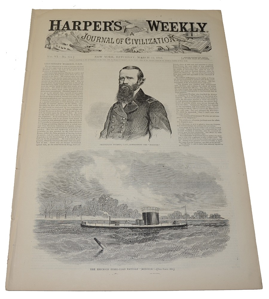 HARPER’S WEEKLY, NEW YORK, MARCH 22, 1862 – MONITOR & MERRIMAC