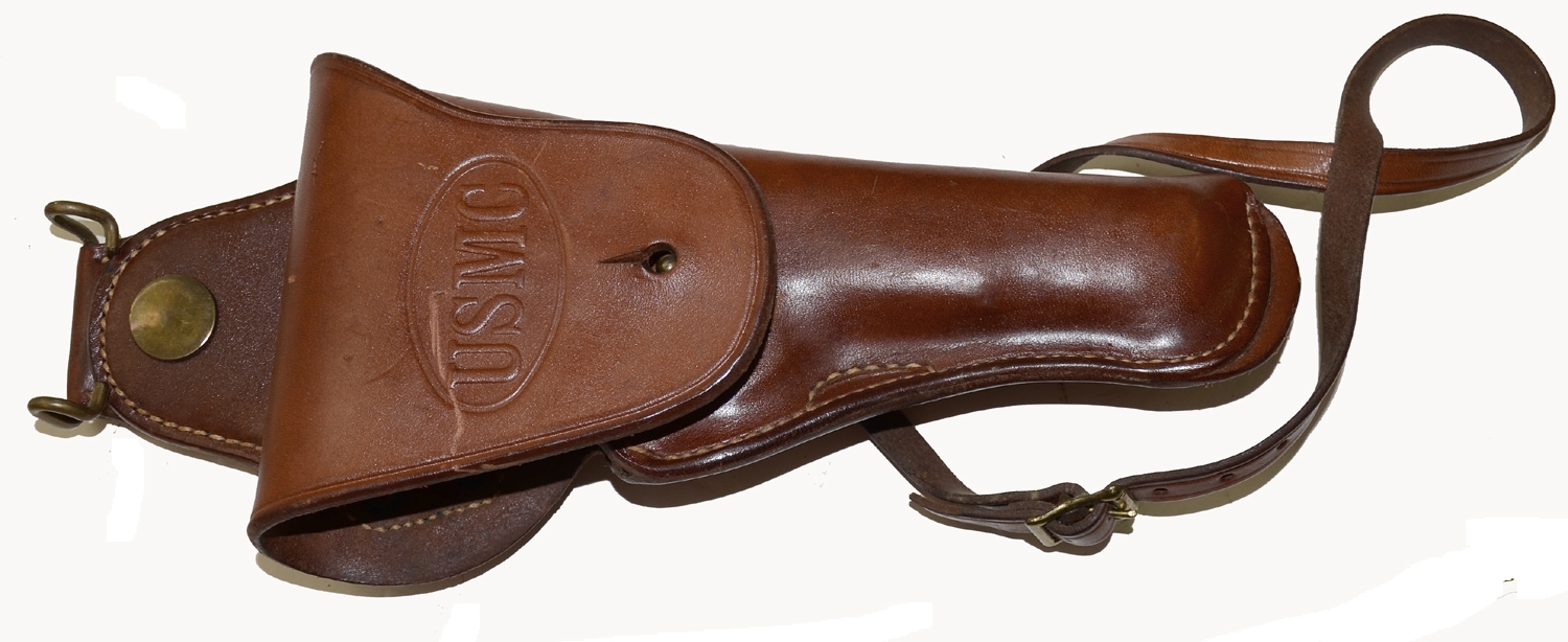 VERY SCARCE US MARINE CORPS 1912 PATTERN .45 AUTOMATIC HOLSTER WITH SWIVEL