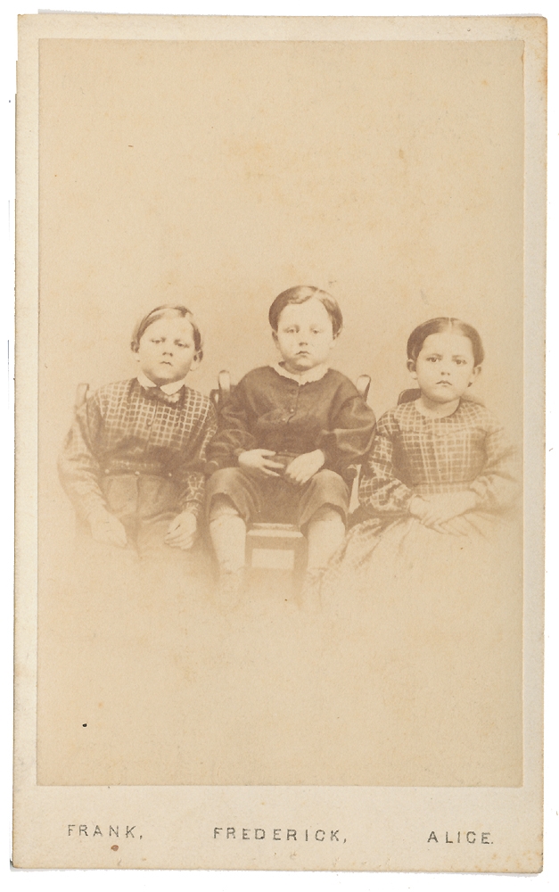 CDV OF THE HUMISTON CHILDREN WHO’S FATHER WAS KILLED AT GETTYSBURG