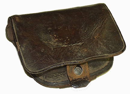 REMARKABLE CONFEDERATE BROWN BRIDLE LEATHER CAP BOX FOUND NEAR JENNIE WADE HOUSE AFTER THE BATTLE OF GETTYSBURG - GEISELMAN COLLECTION 