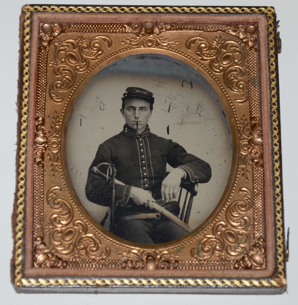 SIXTH PLATE TINTYPE OF 15TH PENNSYLVANIA CAVALRY PRIVATE