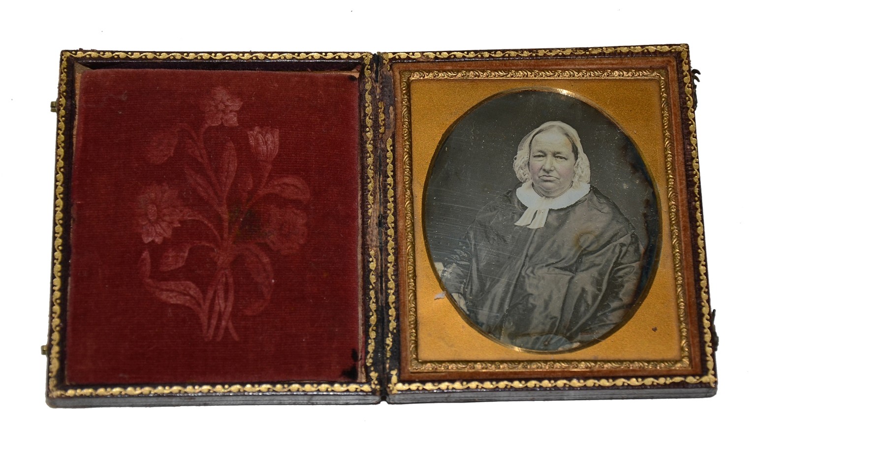SIXTH PLATE DAGUERREOTYPE OF OLDER WOMAN WITH CAP, CIRCA 1853