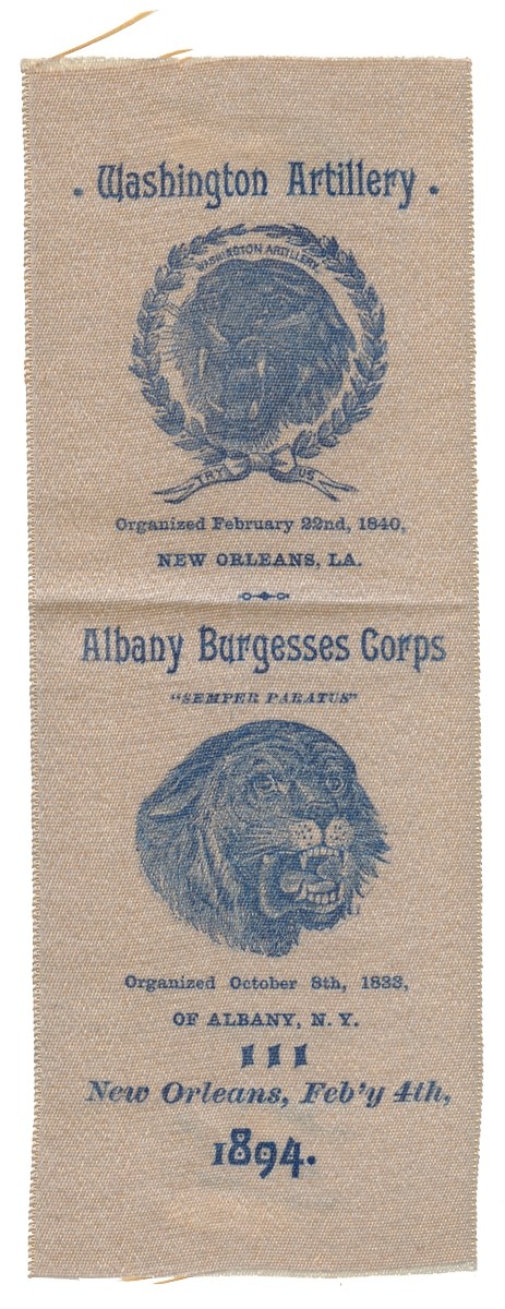 WASHINGTON ARTILLERY / ALBANY BURGESSES CORPS REUNION RIBBON - 1894