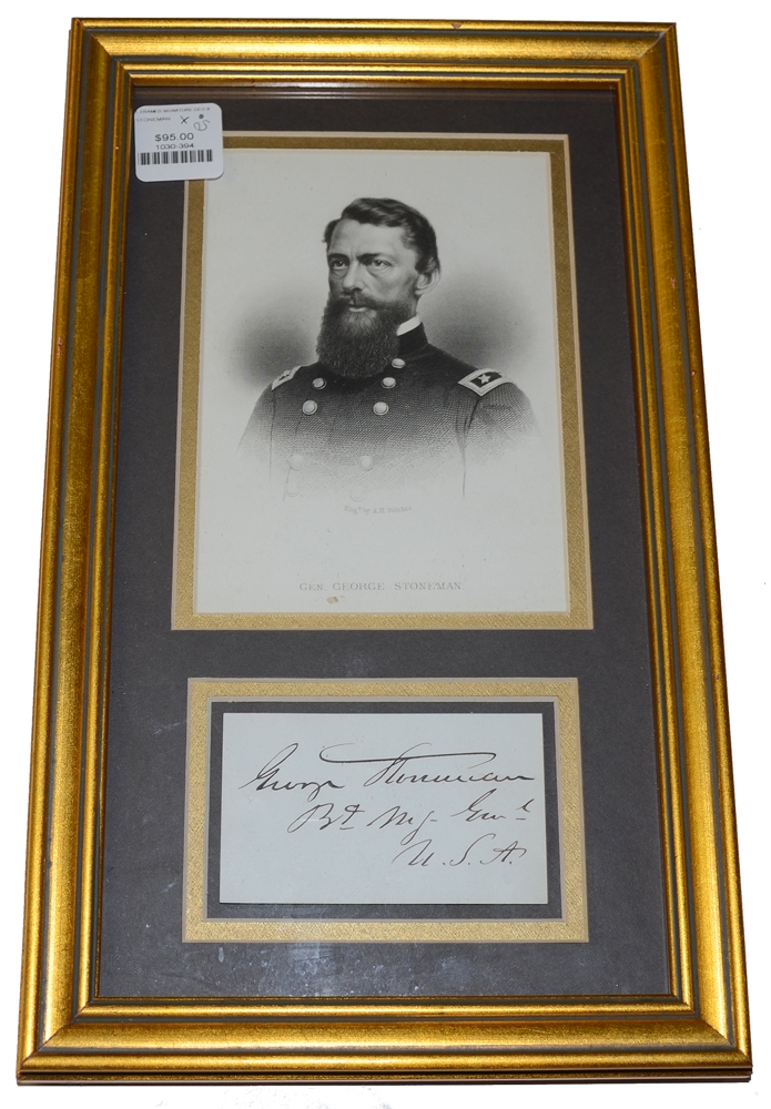 FRAMED SIGNATURE OF GENERAL GEORGE STONEMAN