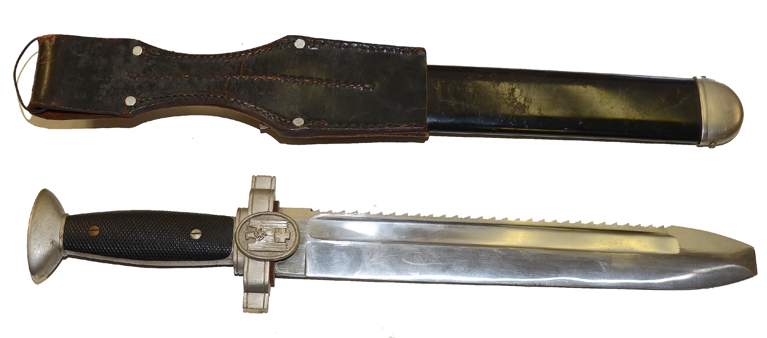 WORLD WAR TWO GERMAN RED CROSS DAGGER, SCABBARD AND FROG — Horse