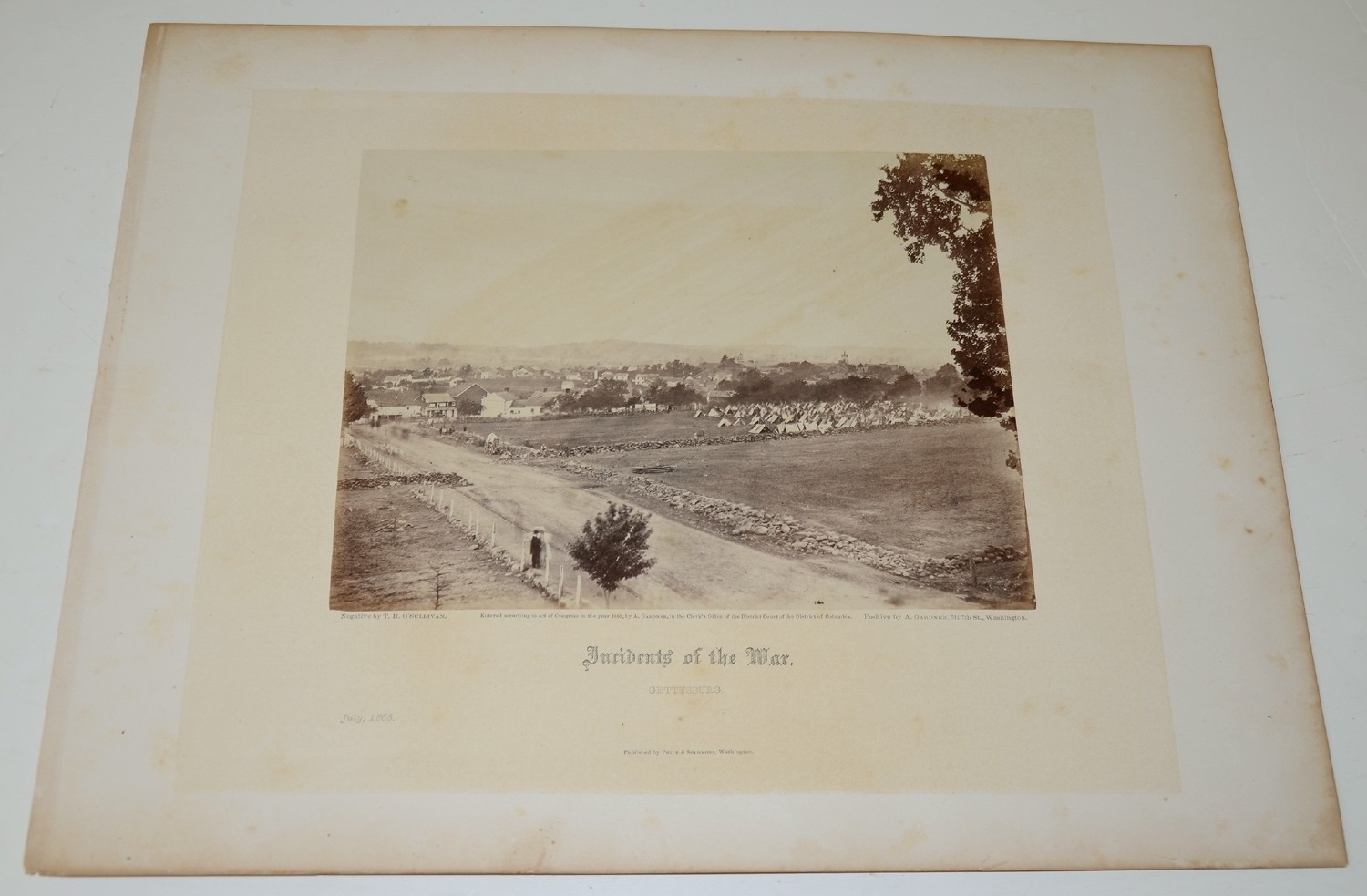 ALEXANDER GARDNER VIEW OF GETTYSBURG FROM ATOP THE EVERGREEN CEMETERY GATEHOUSE, PROBABLY JULY 9, 1863