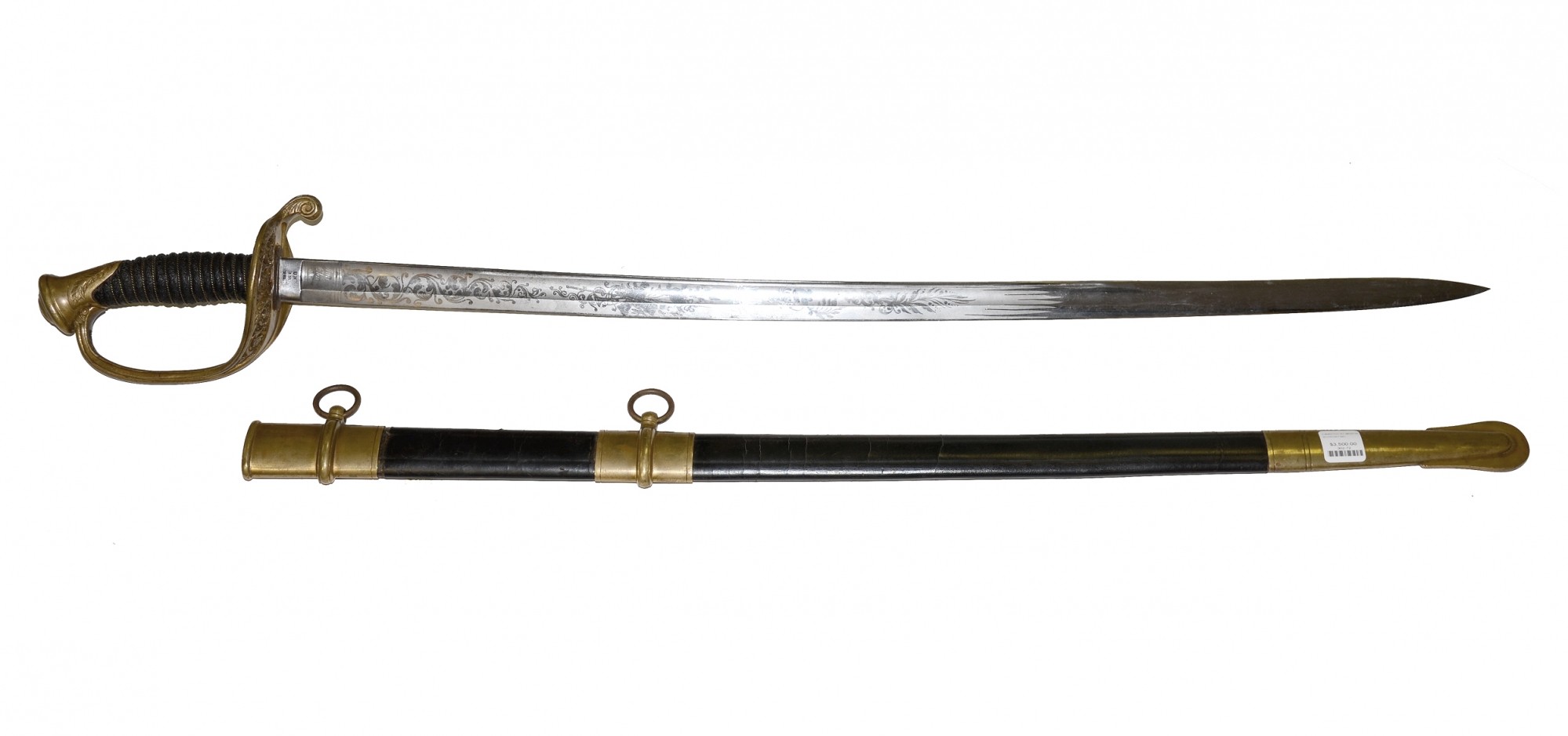 INSPECTED AND DATED AMES M1850 FOOT OFFICER’S SWORD WITH SCABBARD