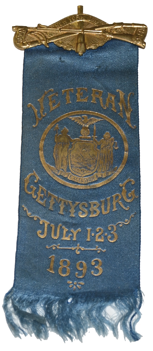 NEW YORK VETERAN OF GETTYSBURG RIBBON FOR THE DEDICATION OF THE STATE MONUMENT ON NEW YORK DAY 1893