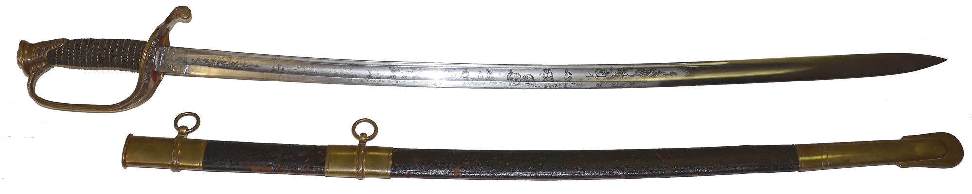 MODEL 1850 FOOT OFFICER’S SWORD BY SAERBIER – REMARKABLE BLADE WITH BATTLE SCENES