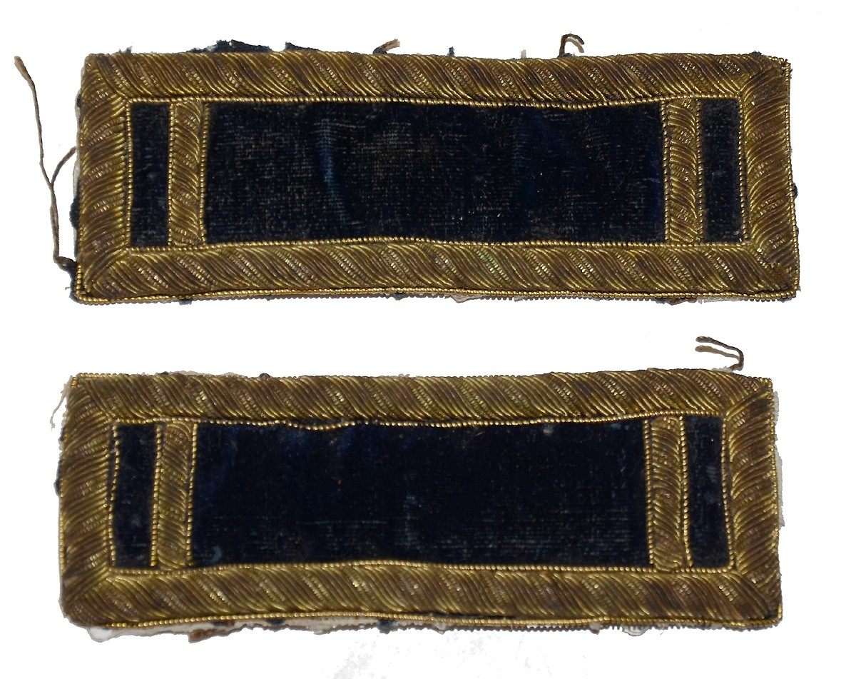 Civil War Staff 2nd Lieutenant Dark Blue Shoulder Boards Straps w/Free $20 Coin 