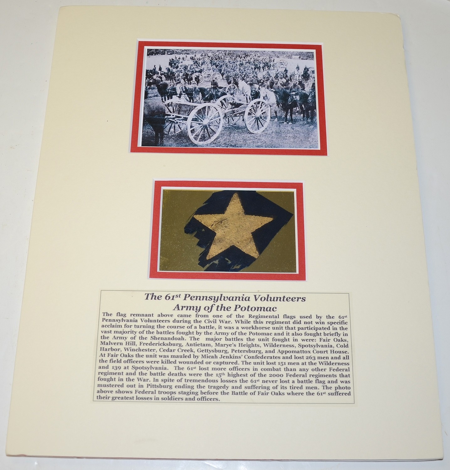 FLAG REMNANT FROM THE 61ST PENNSYLVANIA VOLUNTEERS, ARMY OF THE POTOMAC