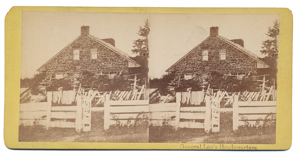STEREO CARD OF GENERAL LEE’S HEADQUARTERS, GETTYSBURG