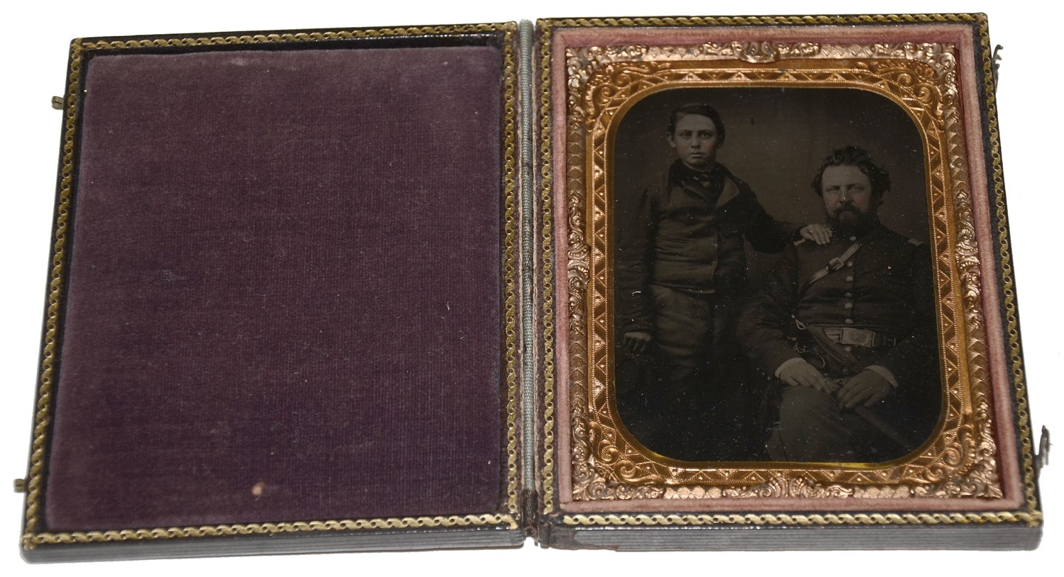 QUARTERPLATE TINTYPE OF UNION OFFICER AND SON