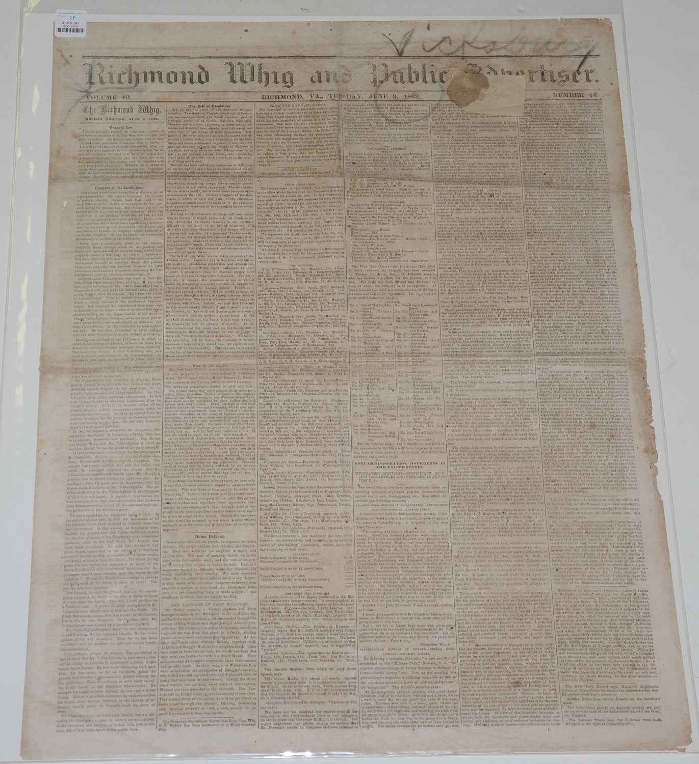 RICHMOND WHIG AND PUBLIC ADVERTISER—JUNE 9, 1863