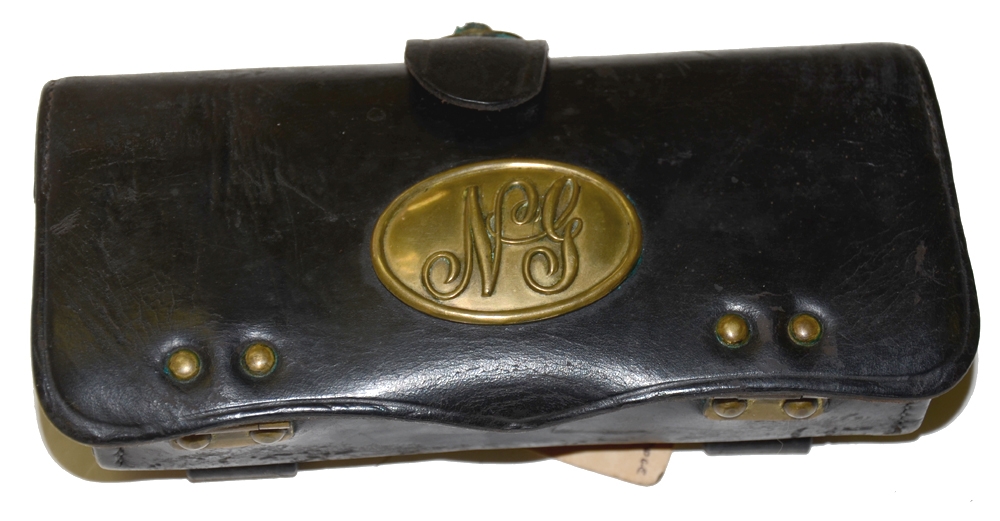 NEAR MINT CONDITION FRAZIER’S PATENT CARTRIDGE BOX WITH PLATE