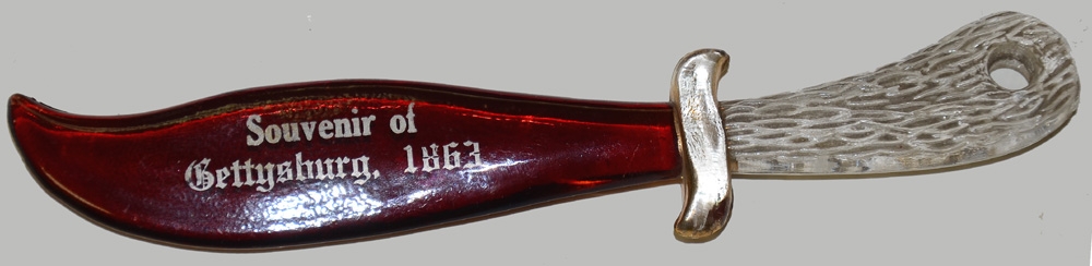 GETTYSBURG SOUVENIR RUBY FLASH GLASS KNIFE
