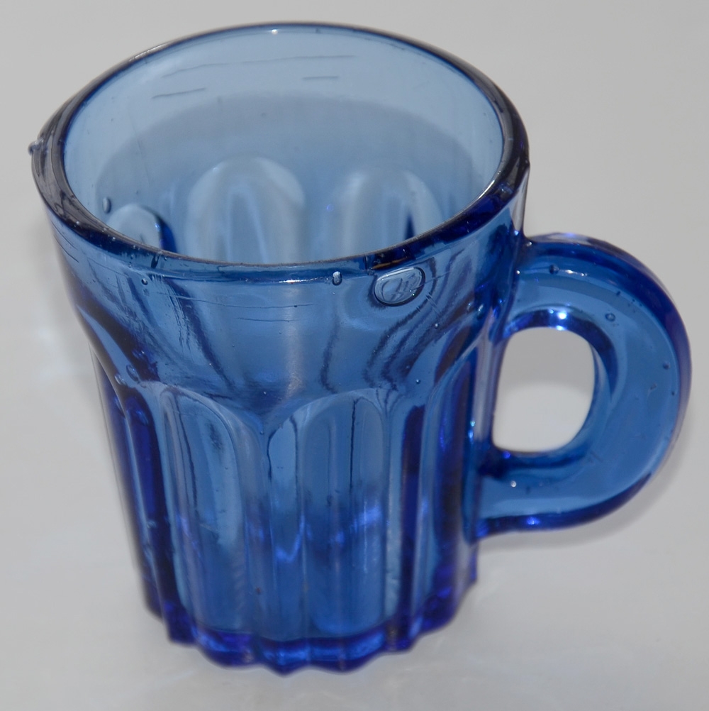 1850’S BLUE SHOT GLASS WITH HANDLE