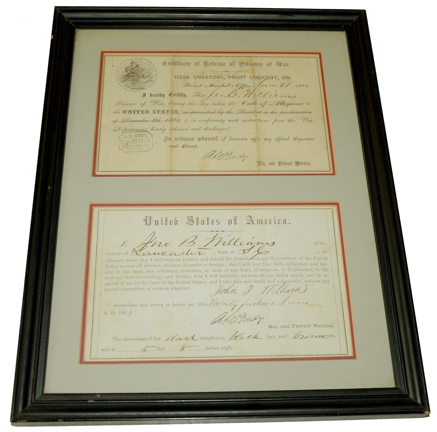 CONFEDERATE SOLDIER’S PAROLE AND OATH OF ALLEGIANCE - 12th SOUTH CAROLINA