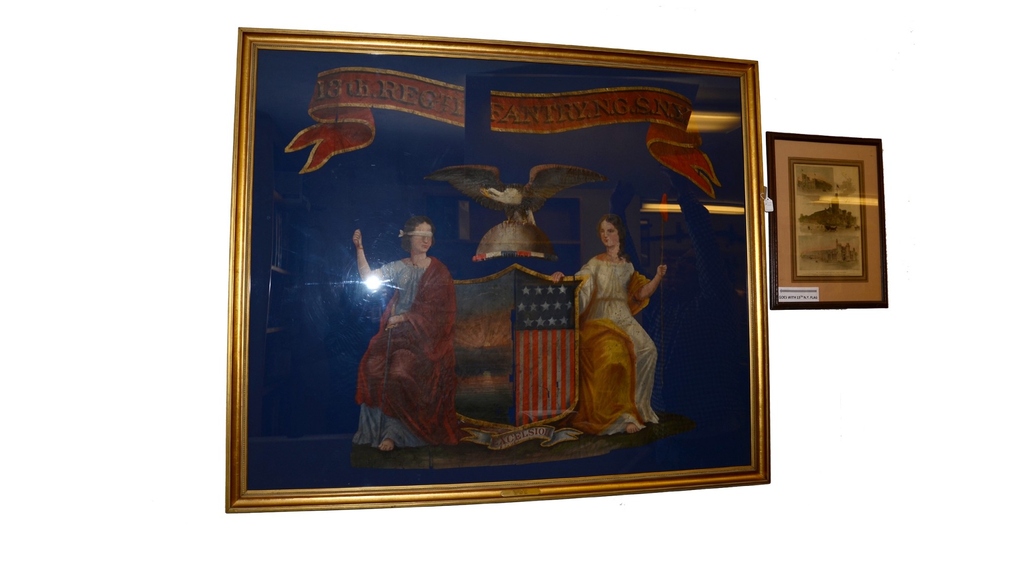 FRAMED SEMI-RESTORED FLAG OF THE 13TH NEW YORK STATE MILITIA