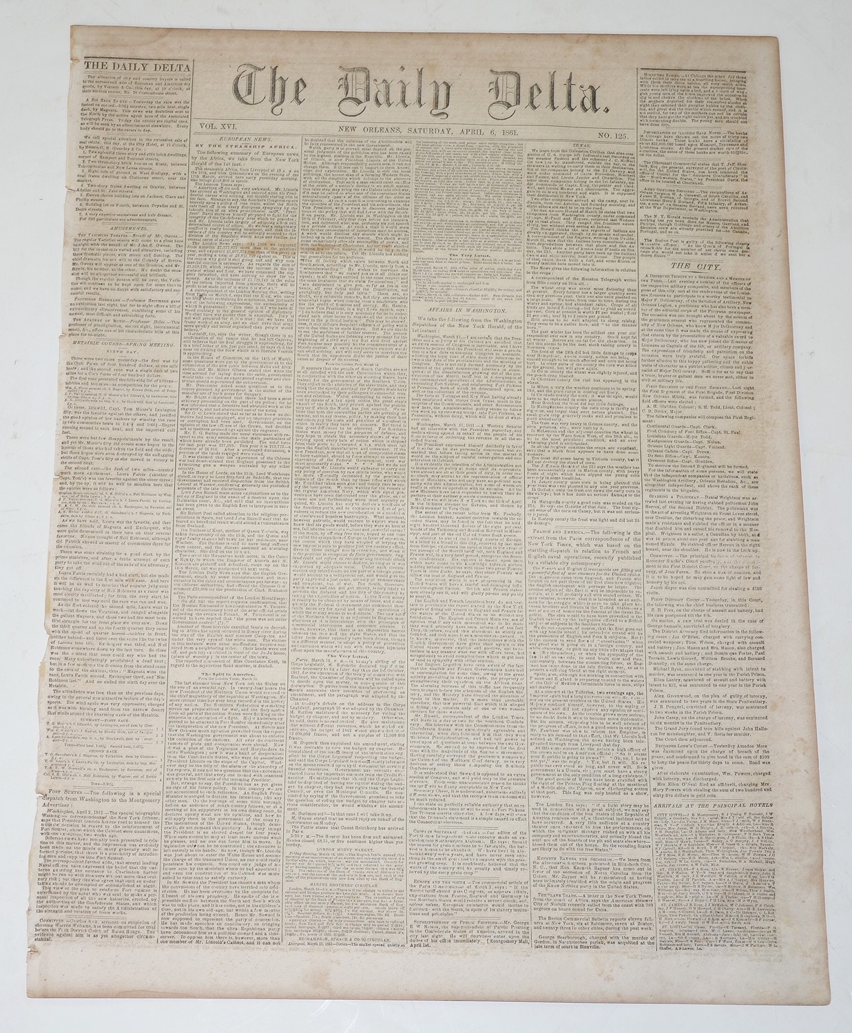THE DAILY DELTA, NEW ORLEANS, APRIL 6, 1861