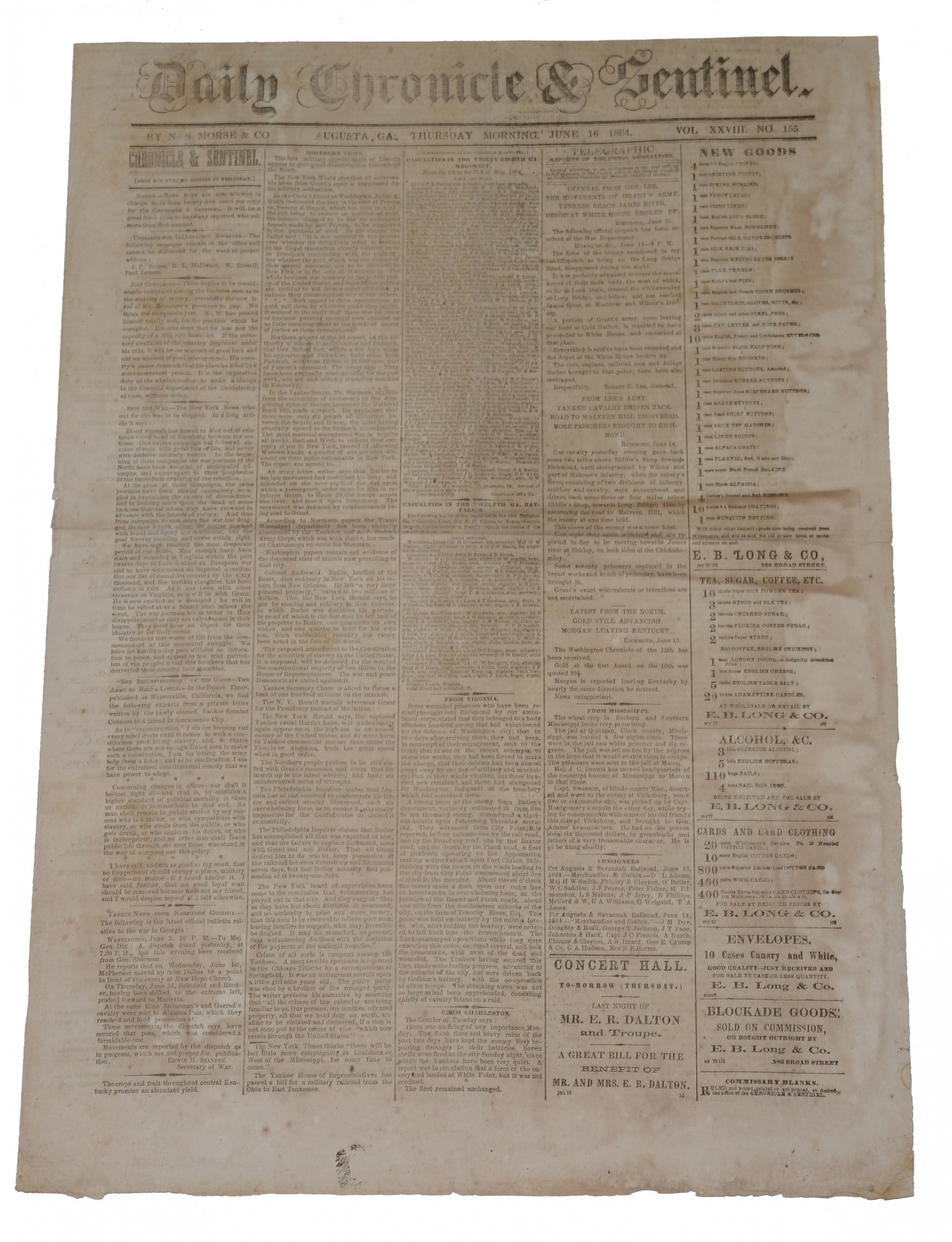AUGUSTA, GA DAILY CHRONICLE & SENTINEL, JUNE 16, 1864