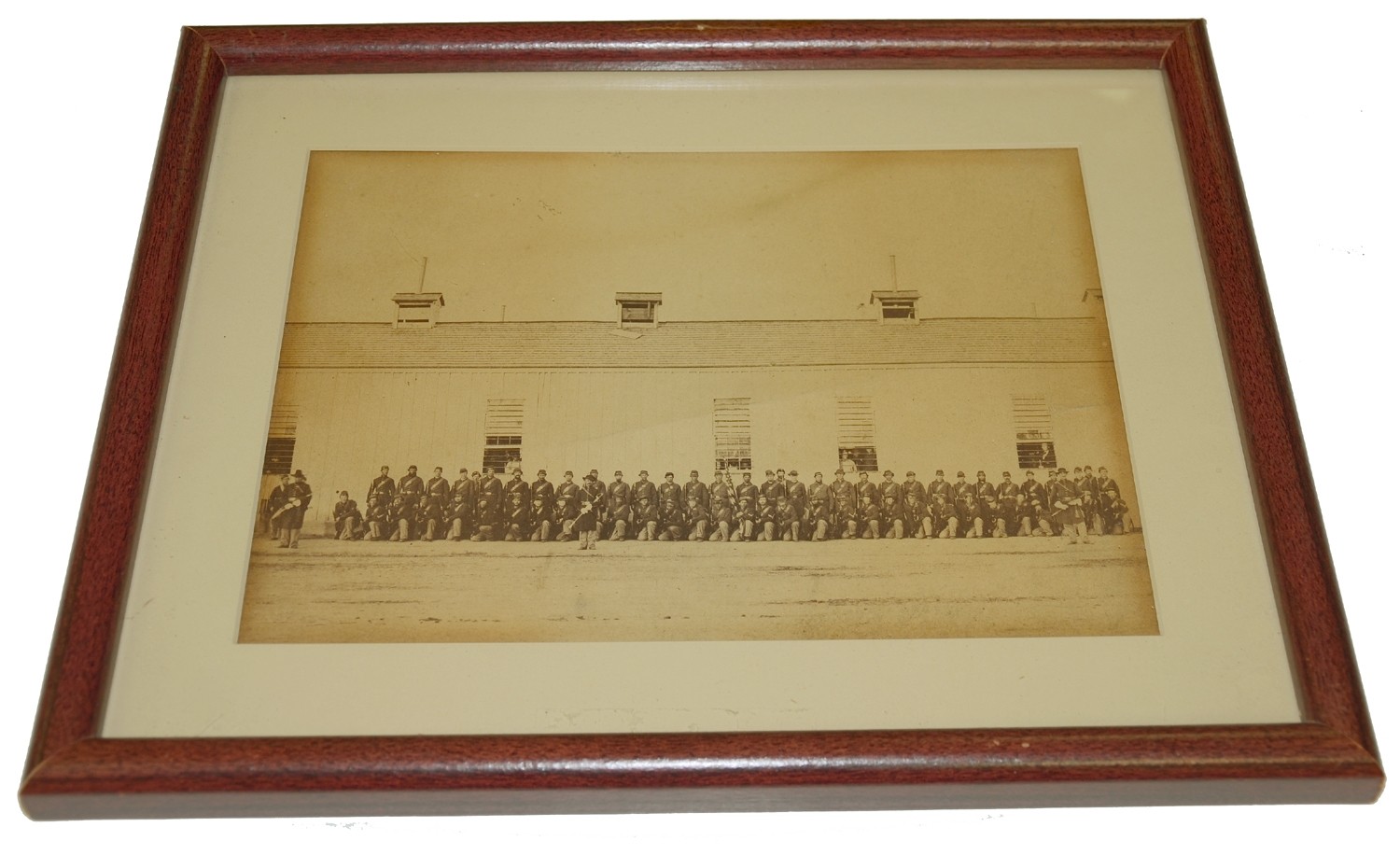 ALBUMEN PHOTO OF A UNION INFANTRY COMPANY DRAWN UP IN LINE OF BATTLE