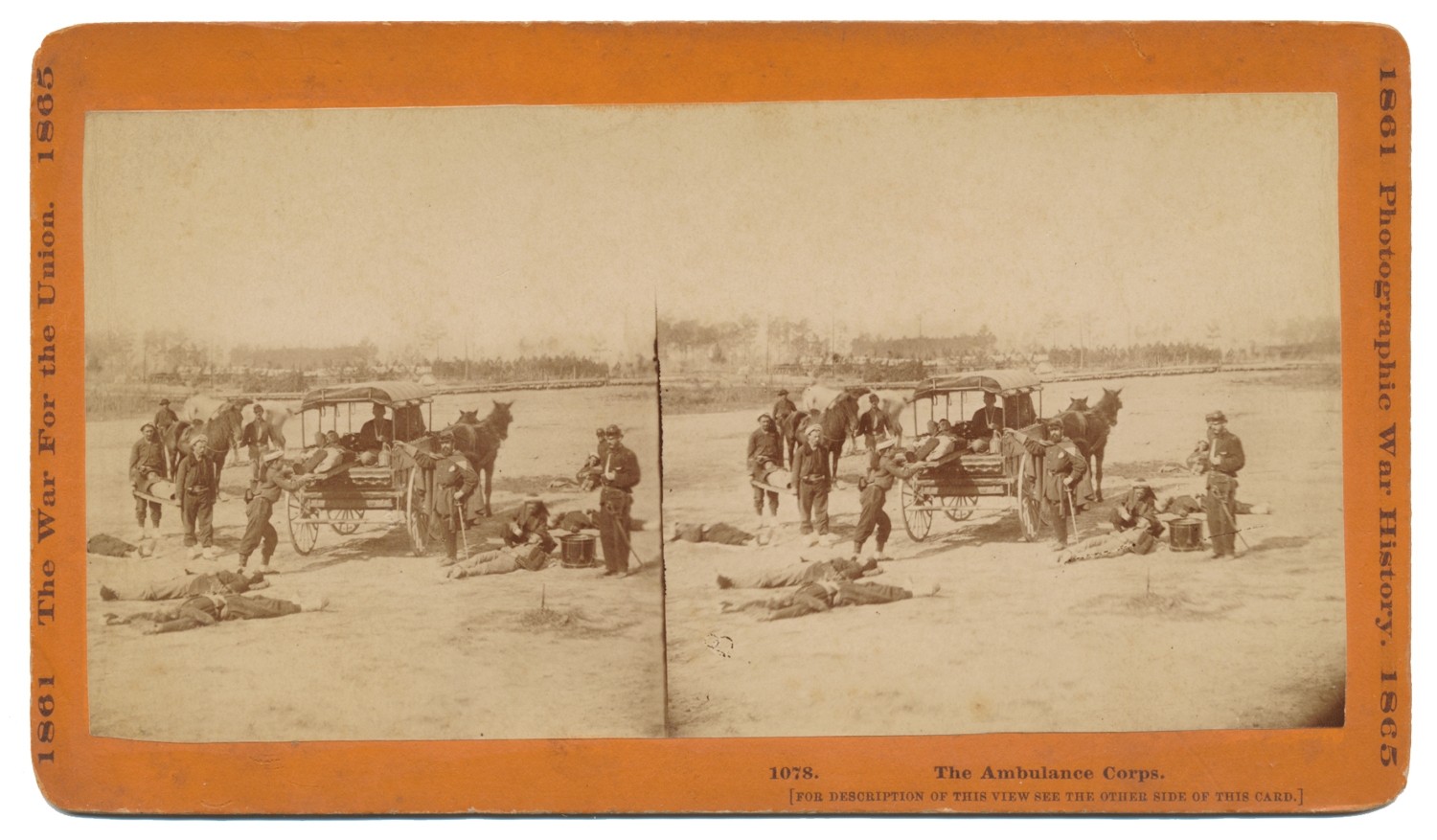 STEREO CARD OF AMBULANCE CORPS WAGONS