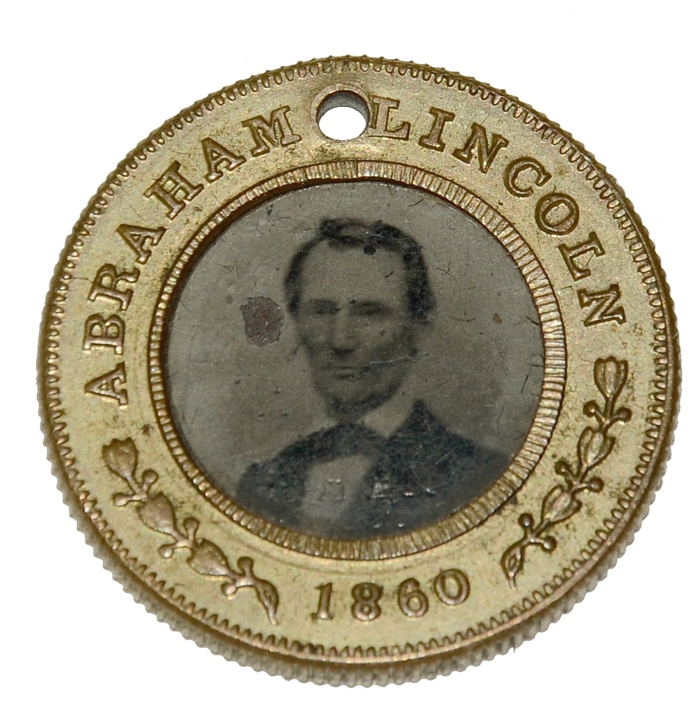 1860 PRESIDENTIAL CAMPAIGN “FERROTYPE” - ABRAHAM LINCOLN/ HANNIBAL HAMBLIN
