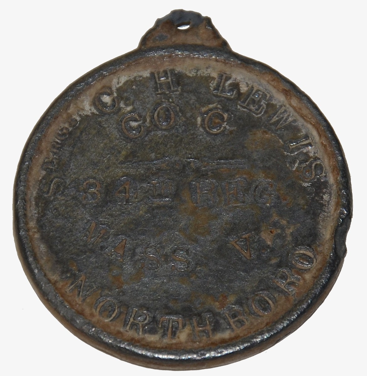 IDENTIFICATION DISC FOR 34TH MASSACHUSETTS INFANTRY SOLDIER