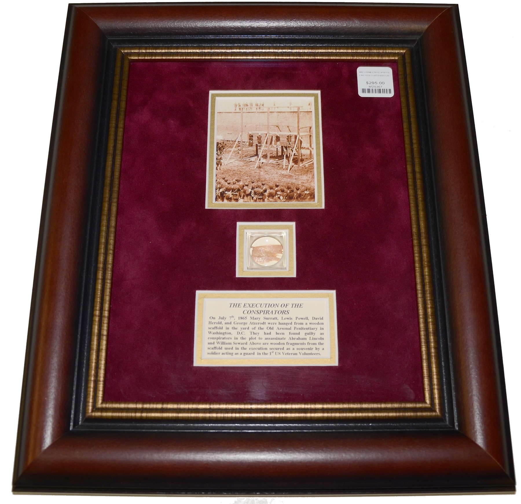 WOOD FROM THE GALLOWS THAT HUNG THE LINCOLN CONSPIRATORS