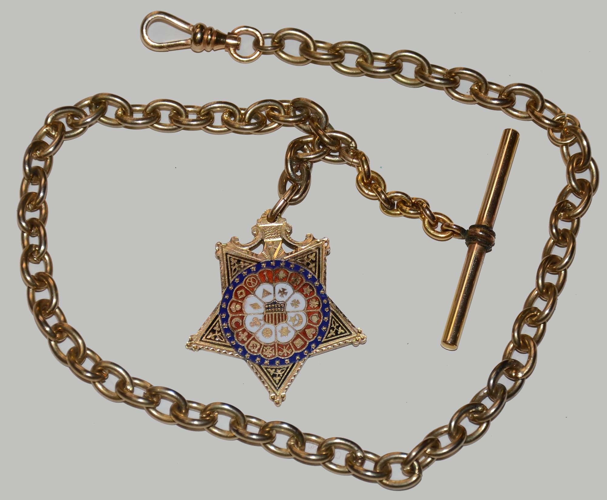 G.A.R. GOLD WATCH CHAIN WITH FOB