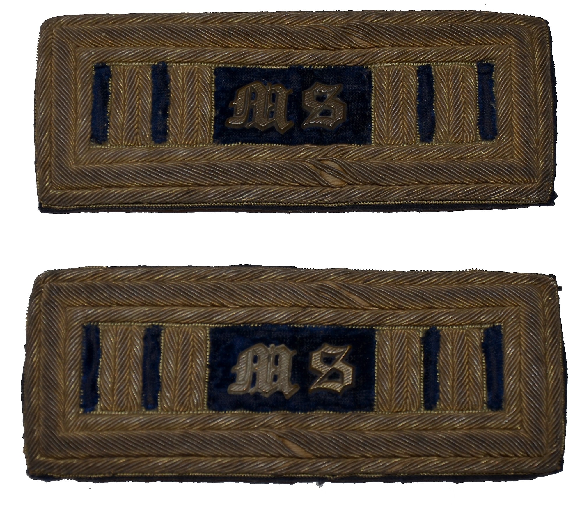 RARE TRIPLE-BORDERED MEDICAL STAFF CAPTAIN’S SHOULDER STRAPS