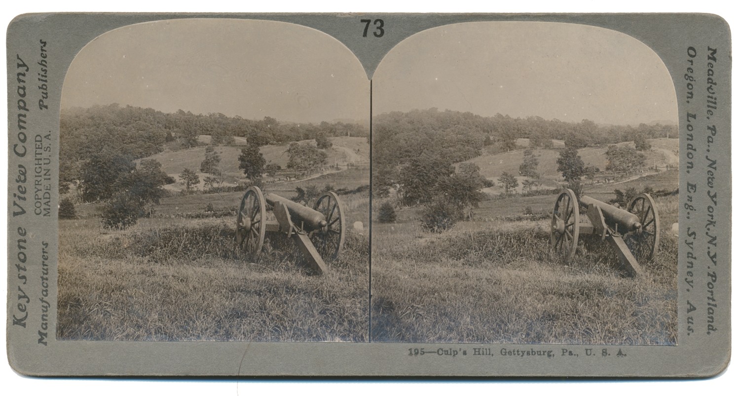 STEREO CARD OF CULP’S HILL, GETTYSBURG